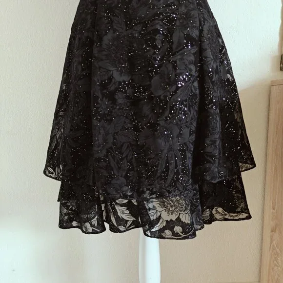 Nite Kraze 80's Vintage Black Whimsigoth Sparkly Dress 6 - Picture 4 of 8